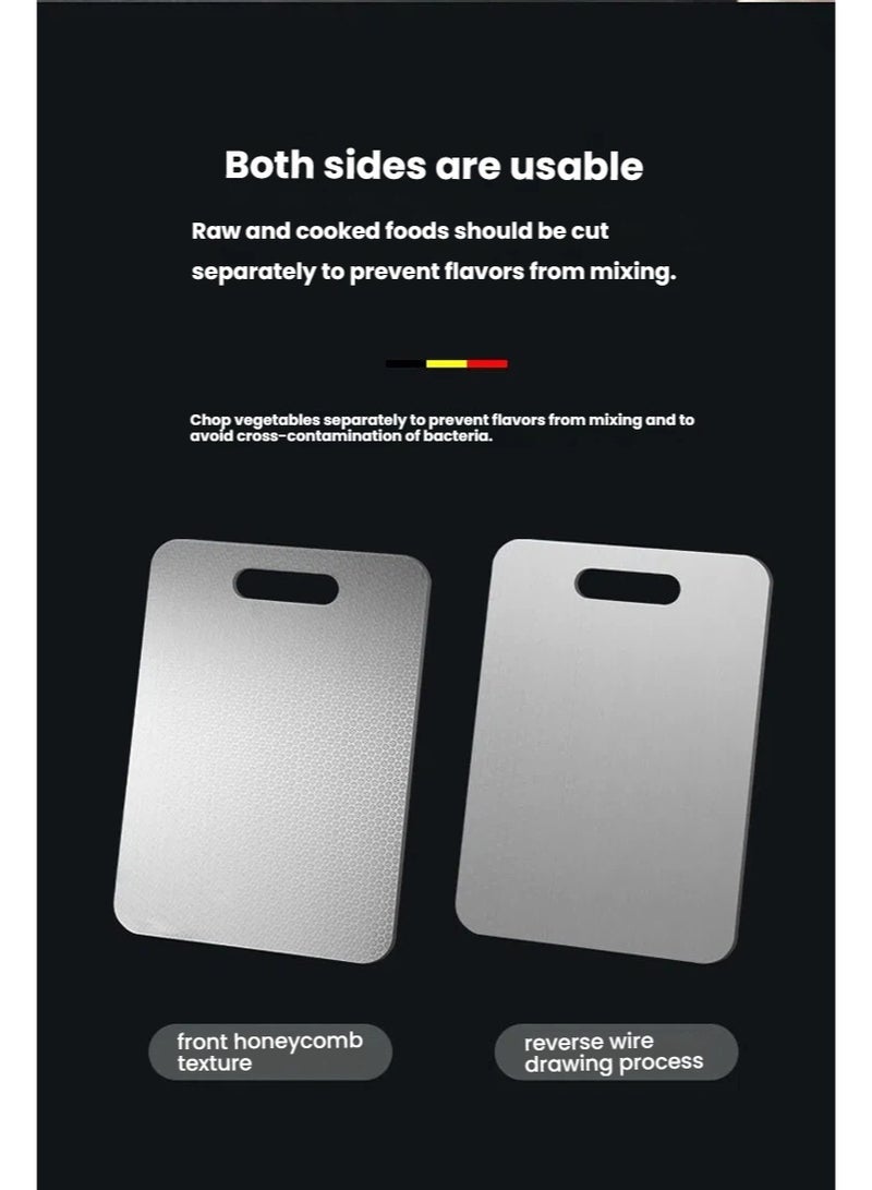 NIBEMINENT Cutting Board, Chopping Board, Cutting Block Mincing Mat, Thick Stainless Steel, Heavy Duty Non-Slip, Double Side, for Kitchen Home Meat Vegetable Fruit - Image 2